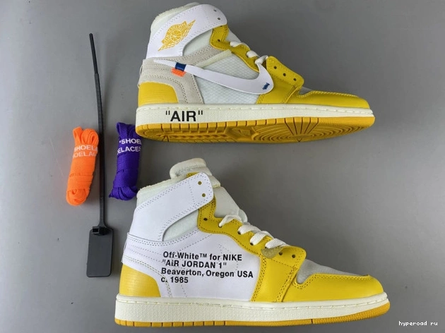 NRG Air Dark Yellow-Cone 1 Off-White AQ0818-149 Powder Jordan White x 1019
